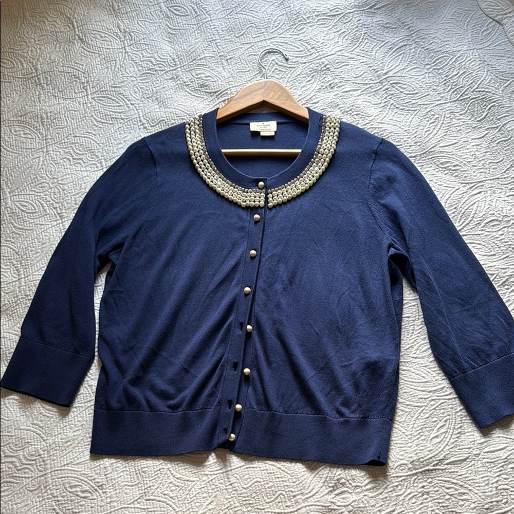 kate spade Blue Cardigan Sweater with 3/4 Sleeves PtP 20”